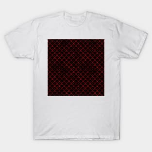 Dotted Scales in Black and Ruby Red Vintage Faux Foil Art Deco Vintage Foil Pattern T-Shirt